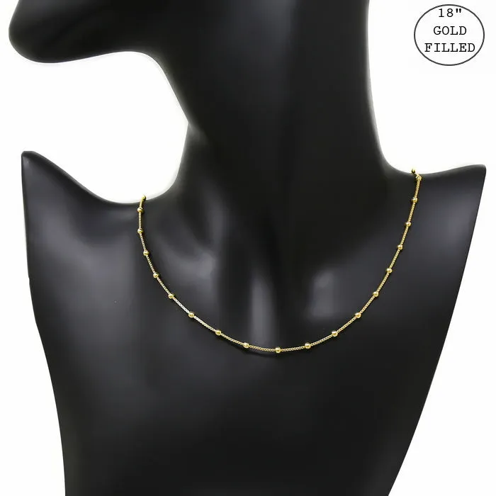 18K Gold Filled Spaced Ball Chain Short Necklace