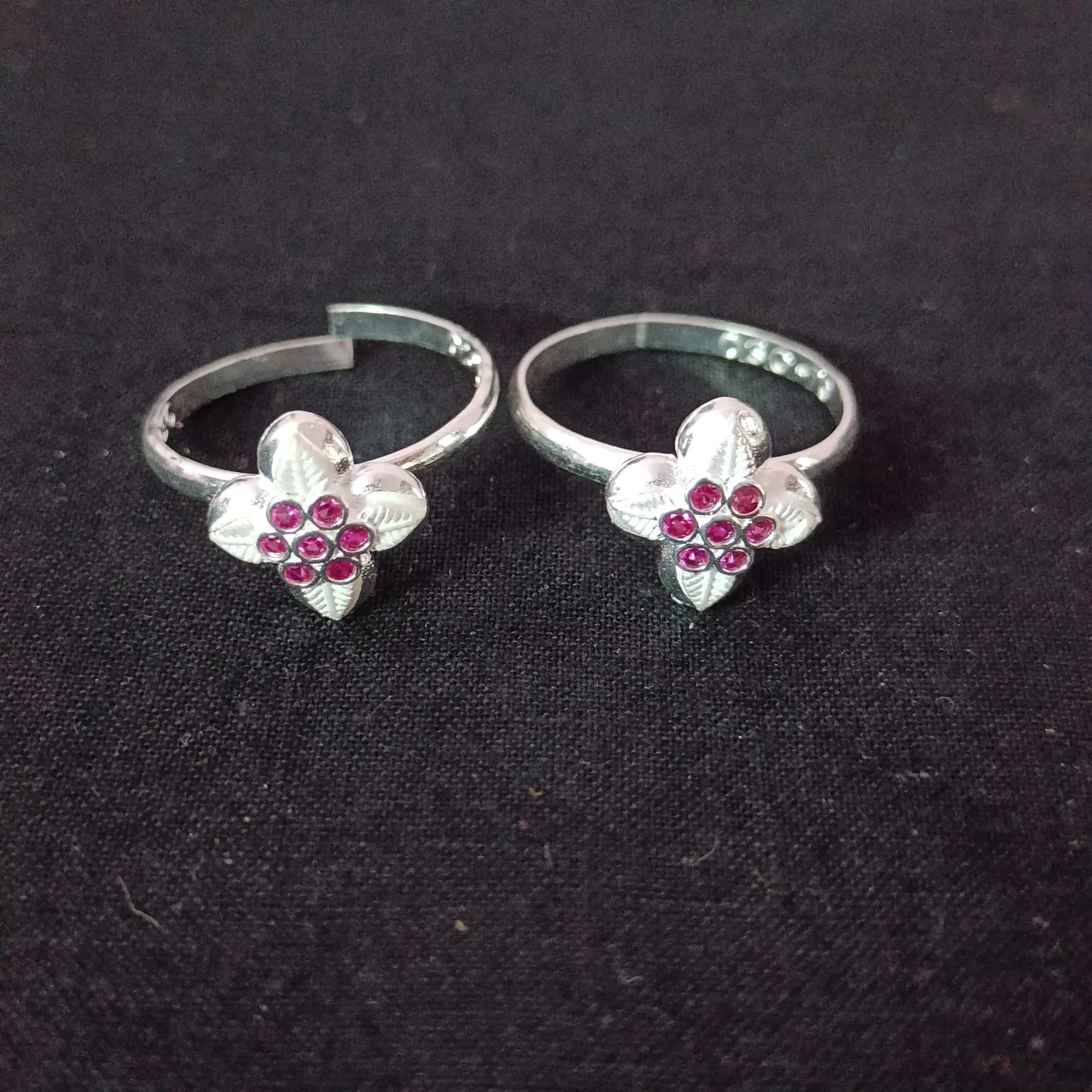 925 Silver Adjustable Toe Rings Pair (Design 142)