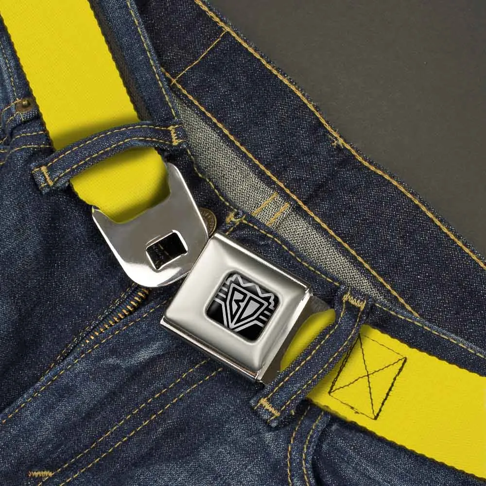BD Wings Logo CLOSE-UP Full Color Black Silver Seatbelt Belt - Yellow Webbing