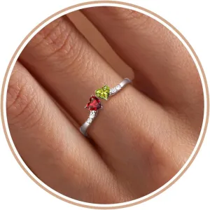 Birthstone Rings for Women Teen Girl Gifts Stacking Gold Rings Non Tarnish 2 Love Heart Birthstone Promise Wedding Mothers Day Anniversary Birthday Gift Jewelry
