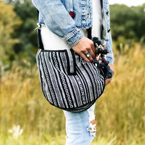 Boho Black and White Crossbody Bag - Maya