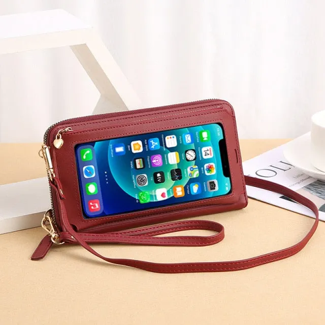 Crossbody Touchscreen Phone Mini Leather Crossbody Handbags
