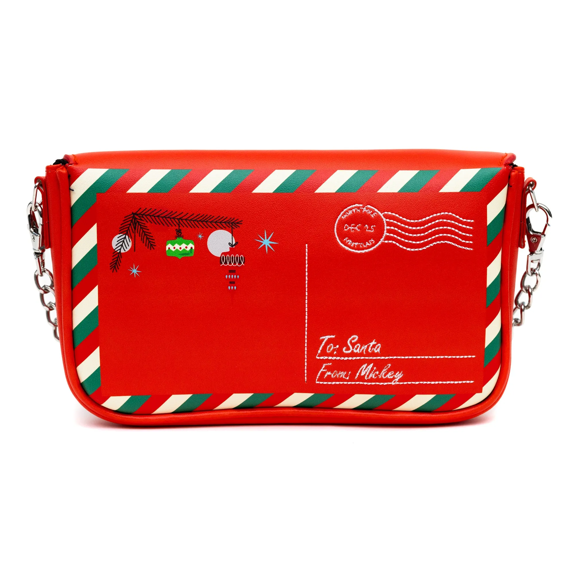 Disney Bag, Crossbody, Mickey Mouse Holiday Christmas Letter to Santa, Red, Vegan Leather