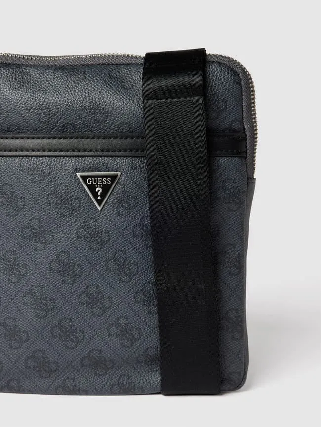 Guess all-over logo crossbody bag, black