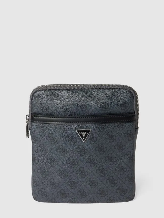 Guess all-over logo crossbody bag, black