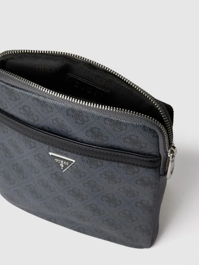 Guess all-over logo crossbody bag, black