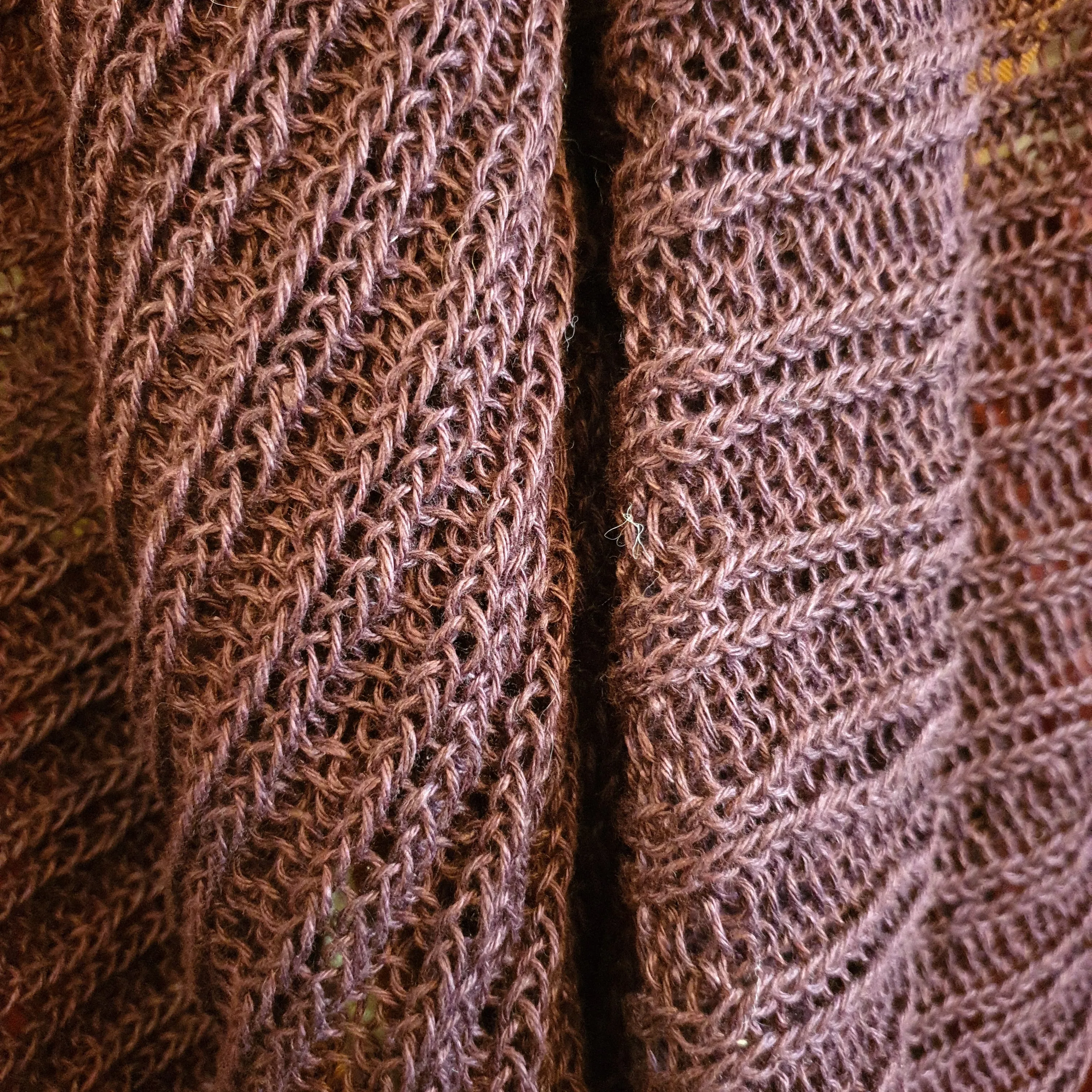 Hand knit shrug (Linen) w/ foil print - Mocca