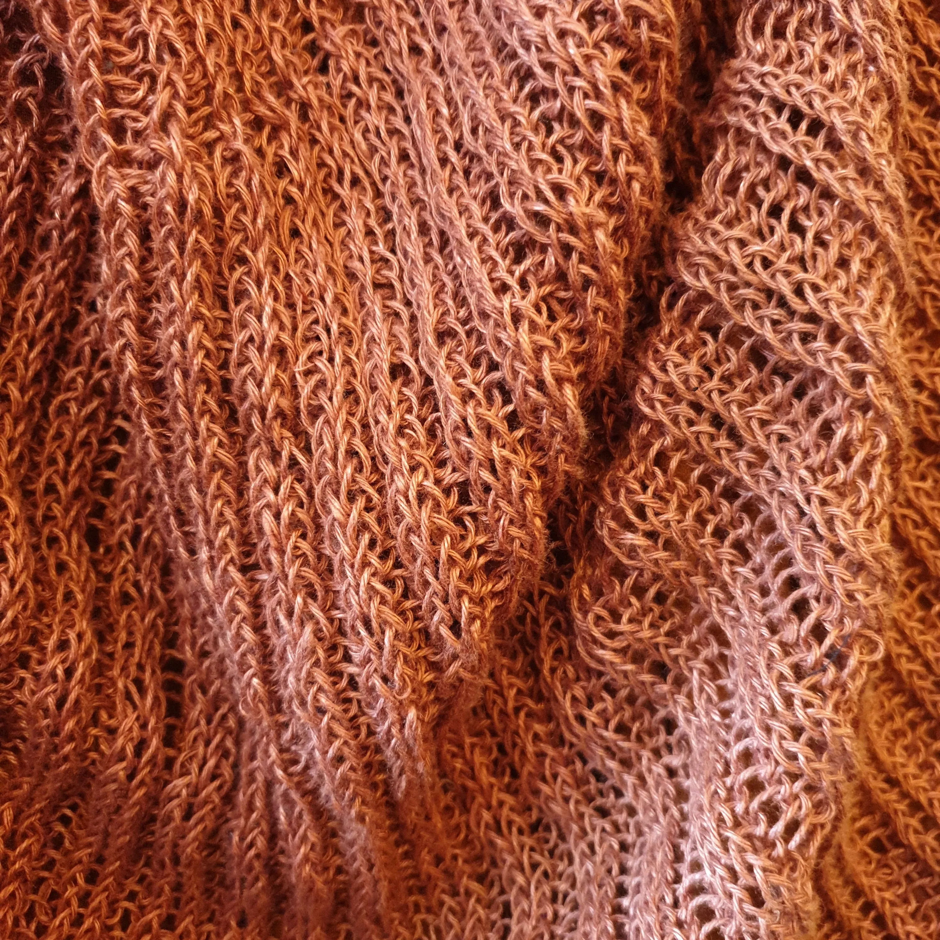 Hand knit shrug (Linen) w/ foil print - Mocca