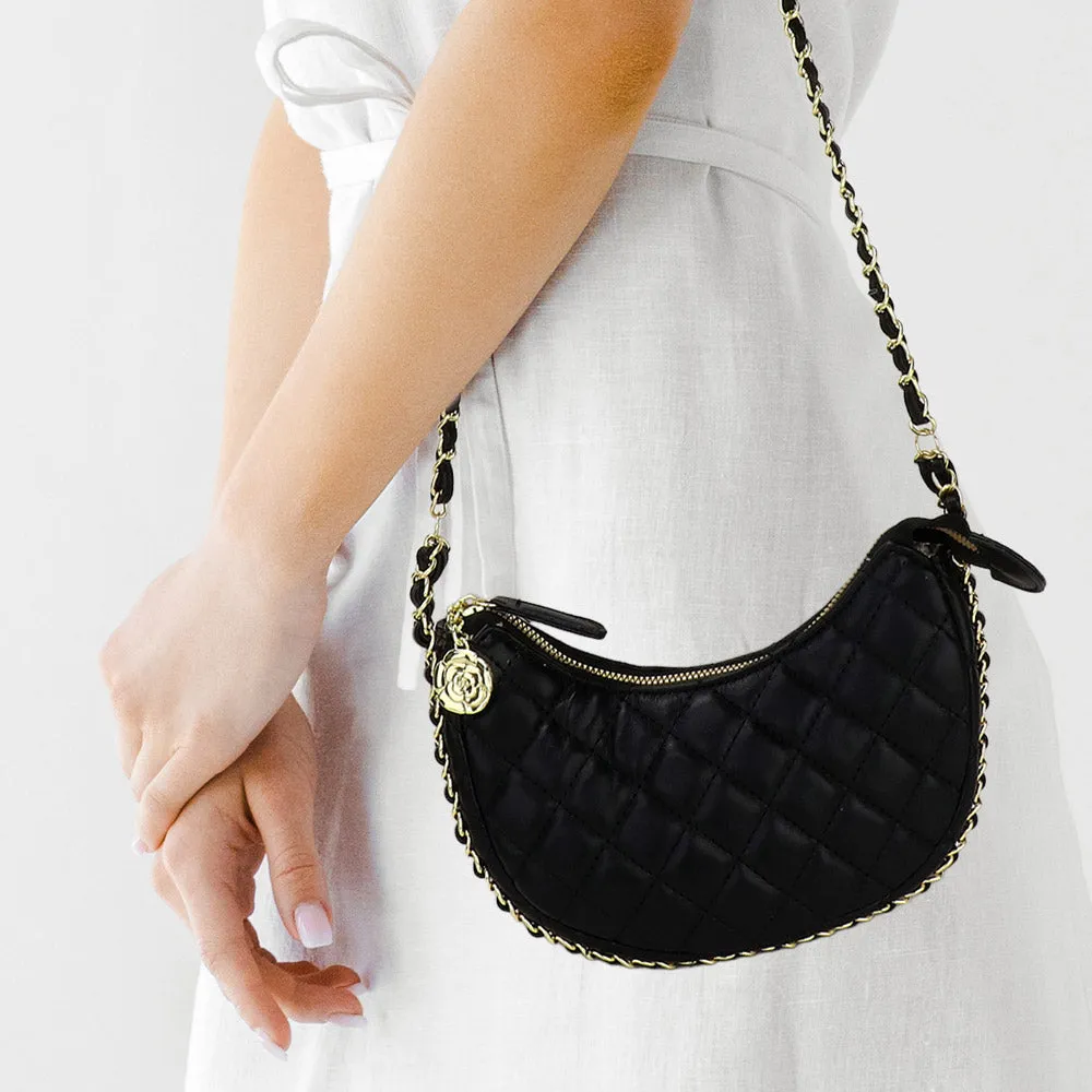 iLLASPARKZ Faux Leather Quilted Chain Strap Crossbody Bag