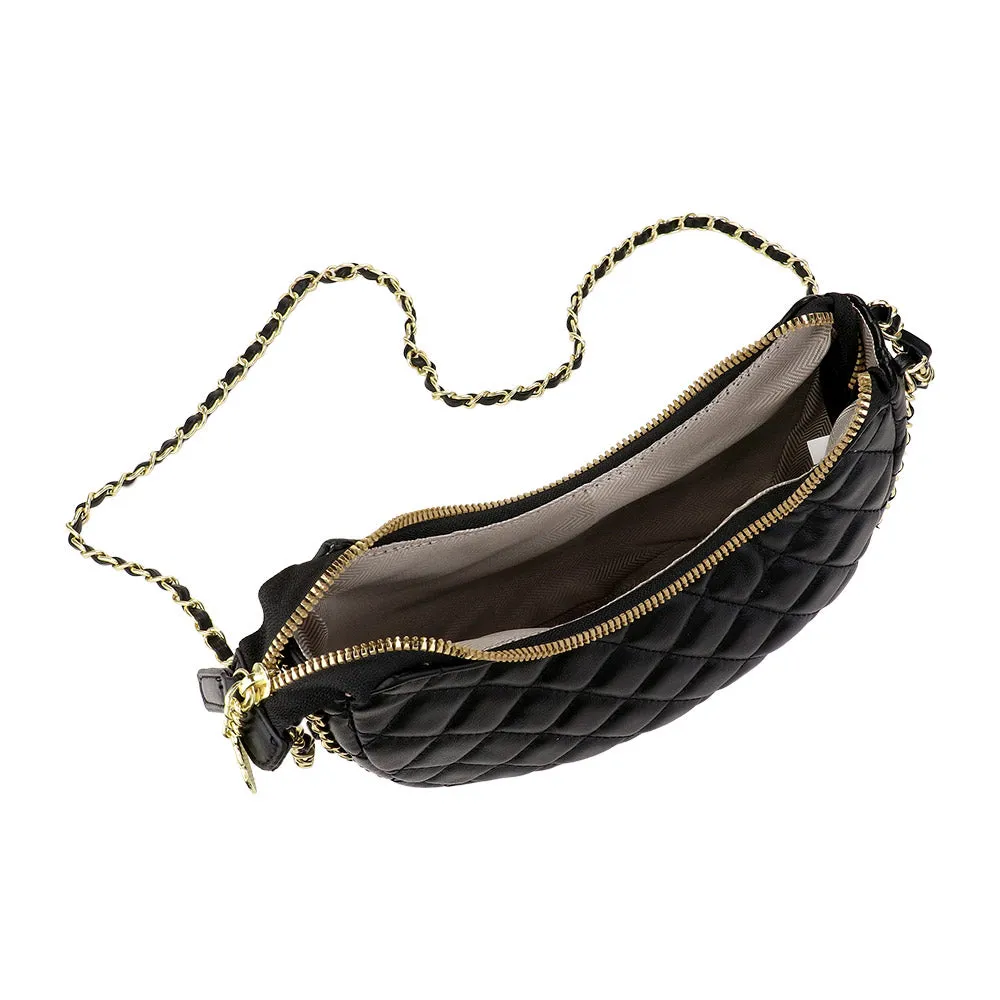 iLLASPARKZ Faux Leather Quilted Chain Strap Crossbody Bag