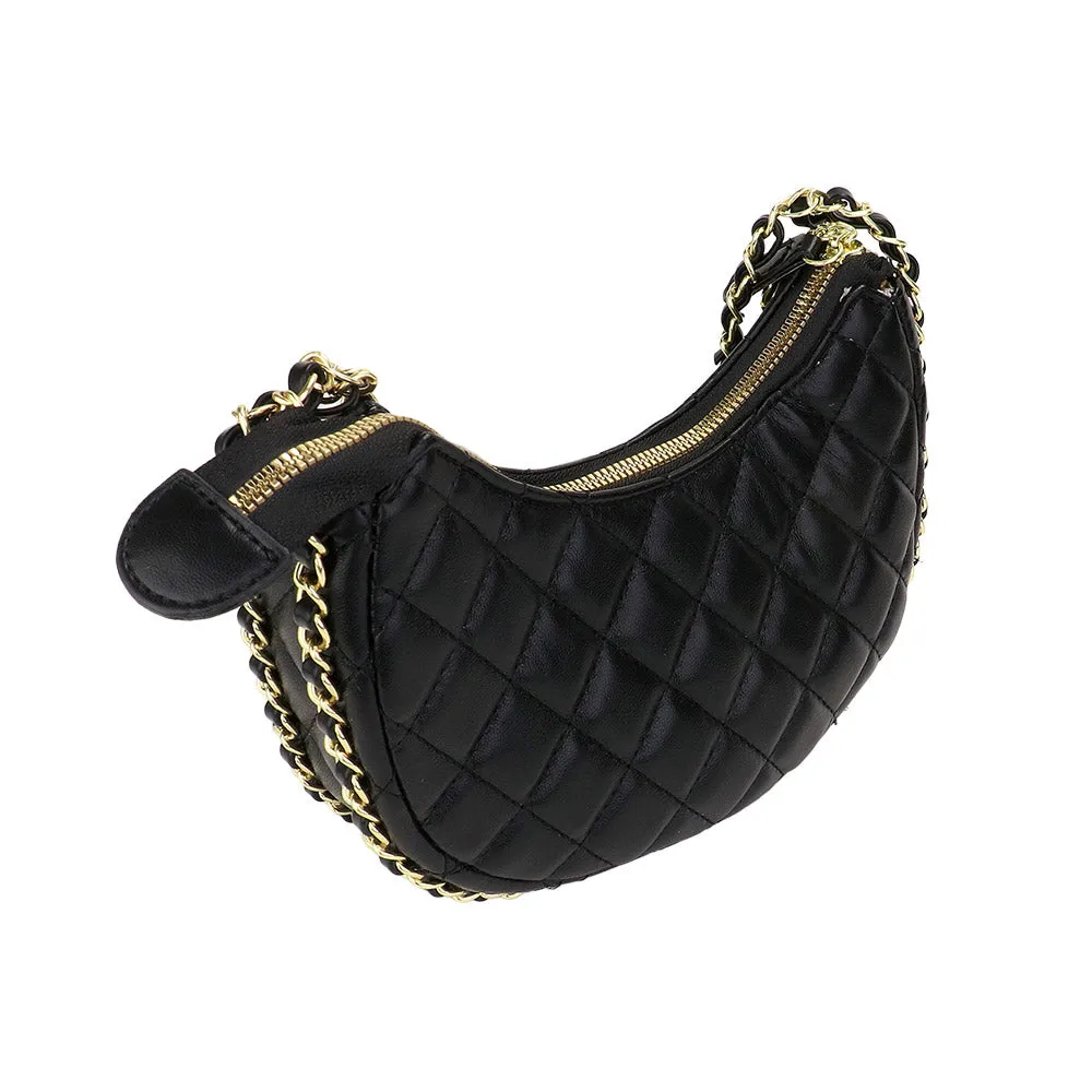 iLLASPARKZ Faux Leather Quilted Chain Strap Crossbody Bag