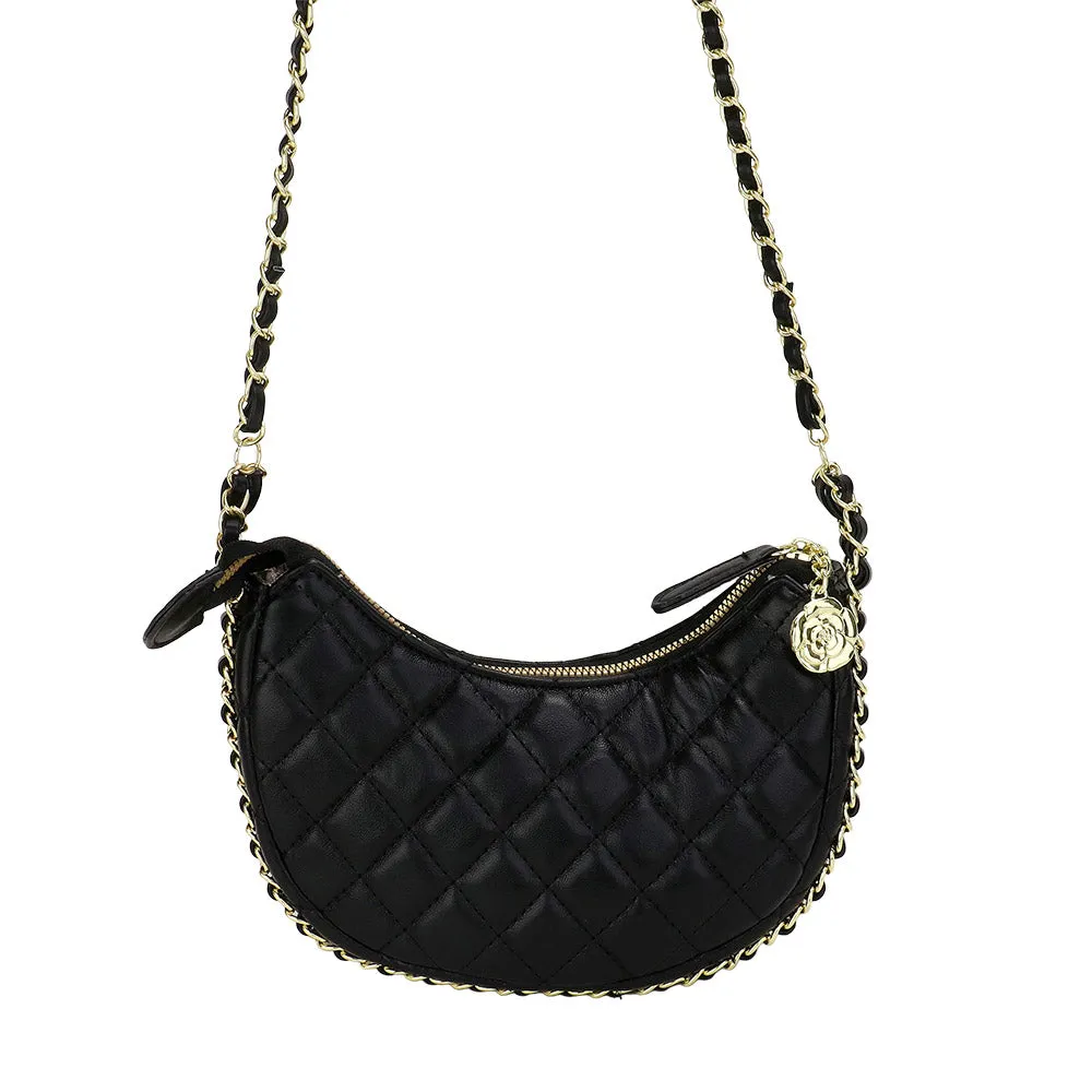 iLLASPARKZ Faux Leather Quilted Chain Strap Crossbody Bag