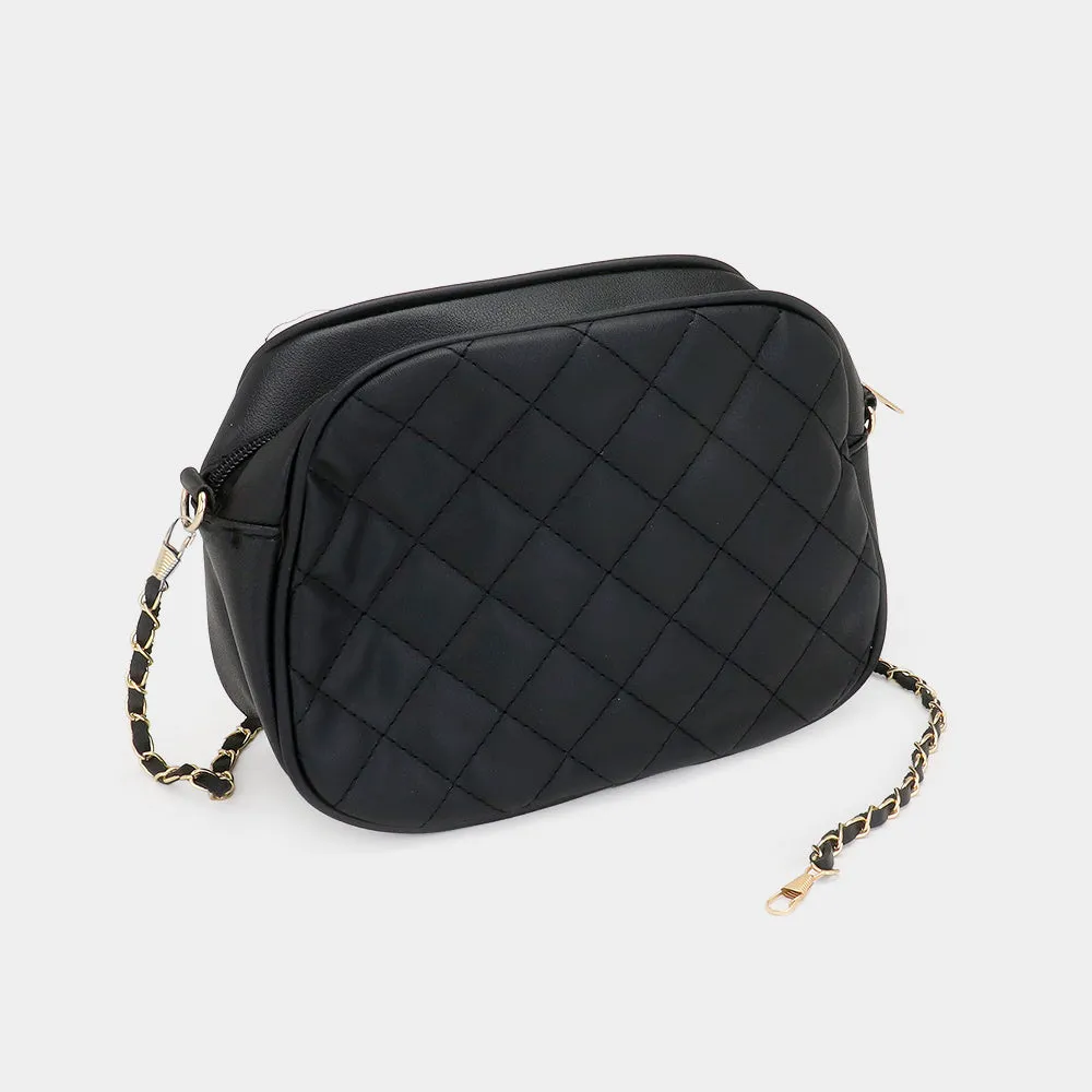 iLLASPARKZ Faux Leather Quilted Crossbody Bag