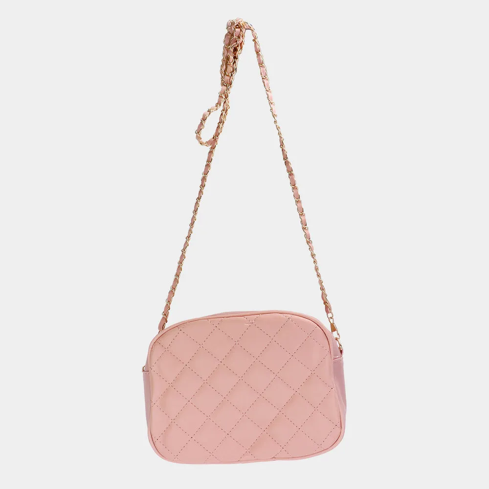 iLLASPARKZ Faux Leather Quilted Crossbody Bag