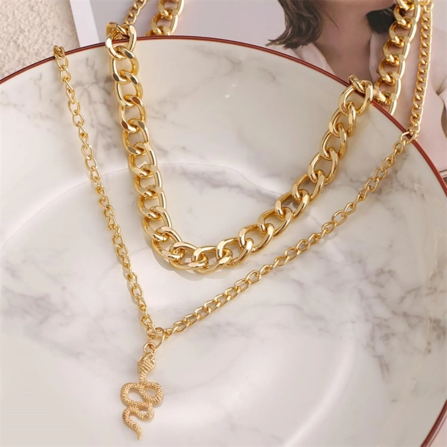 Layered Gold Plated Necklaces For Women Trendy Dainty Non Tarnish Chunky 14k Gold Layering Prom Necklace Set Gold Chain Choker Charm Necklace Stack For Woman