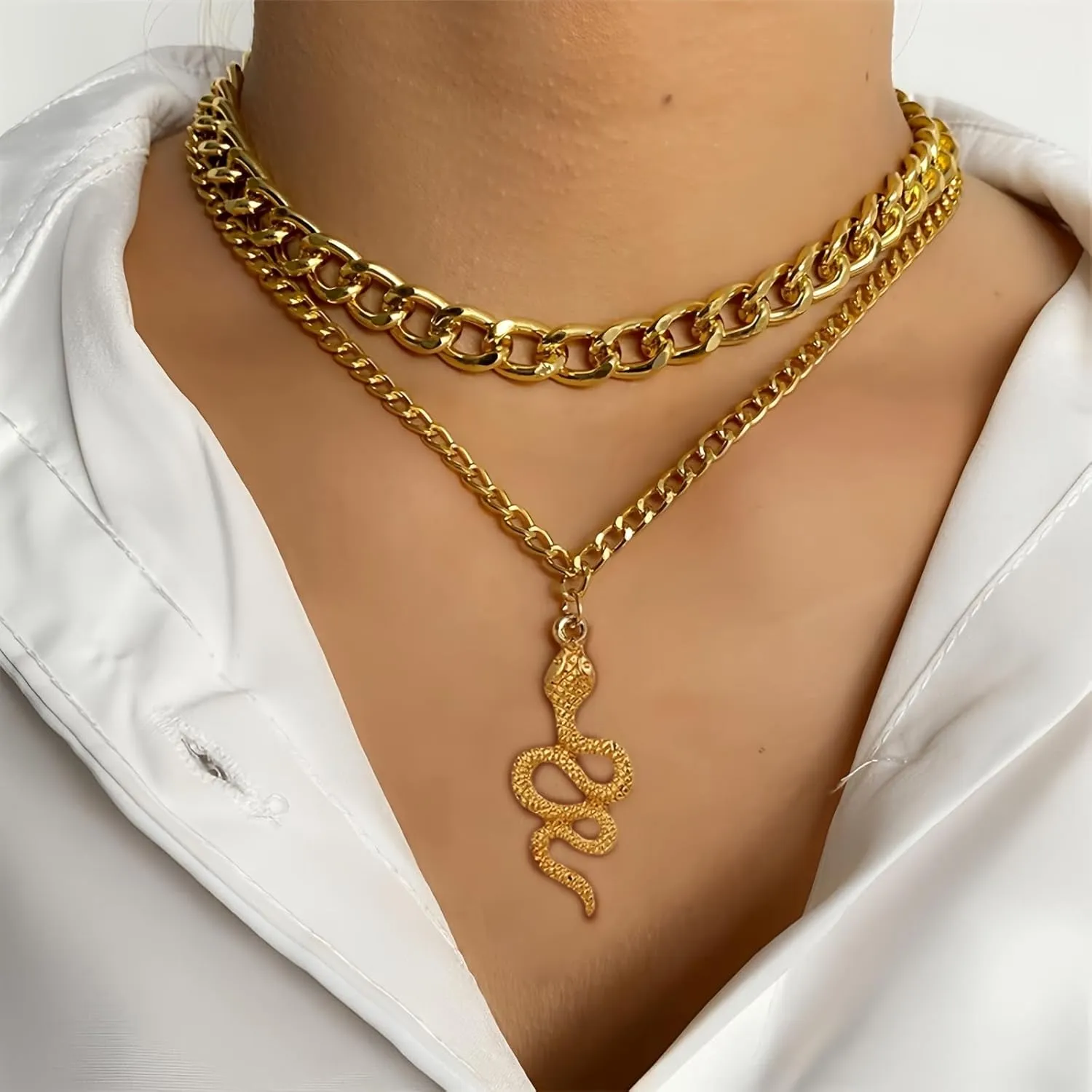 Layered Gold Plated Necklaces For Women Trendy Dainty Non Tarnish Chunky 14k Gold Layering Prom Necklace Set Gold Chain Choker Charm Necklace Stack For Woman