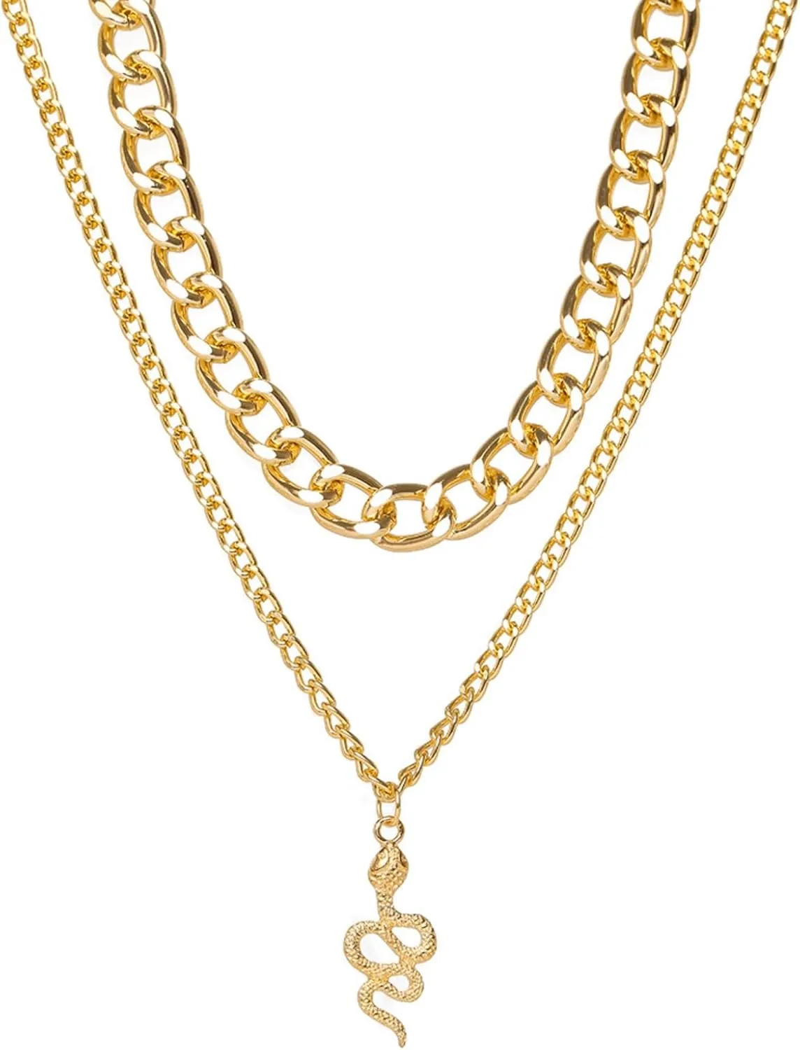 Layered Gold Plated Necklaces For Women Trendy Dainty Non Tarnish Chunky 14k Gold Layering Prom Necklace Set Gold Chain Choker Charm Necklace Stack For Woman