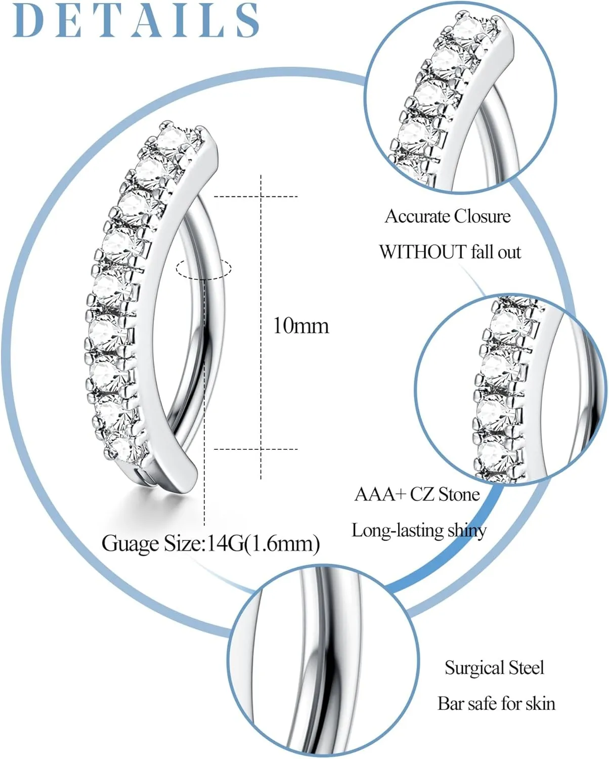 LOLIAS Silver/Gold Plated Belly Button Rings Surgical Stainless Steel Belly Rings CZ Clicker Belly Button Piercings for Women Navel Piercings Pack,Silver/Gold