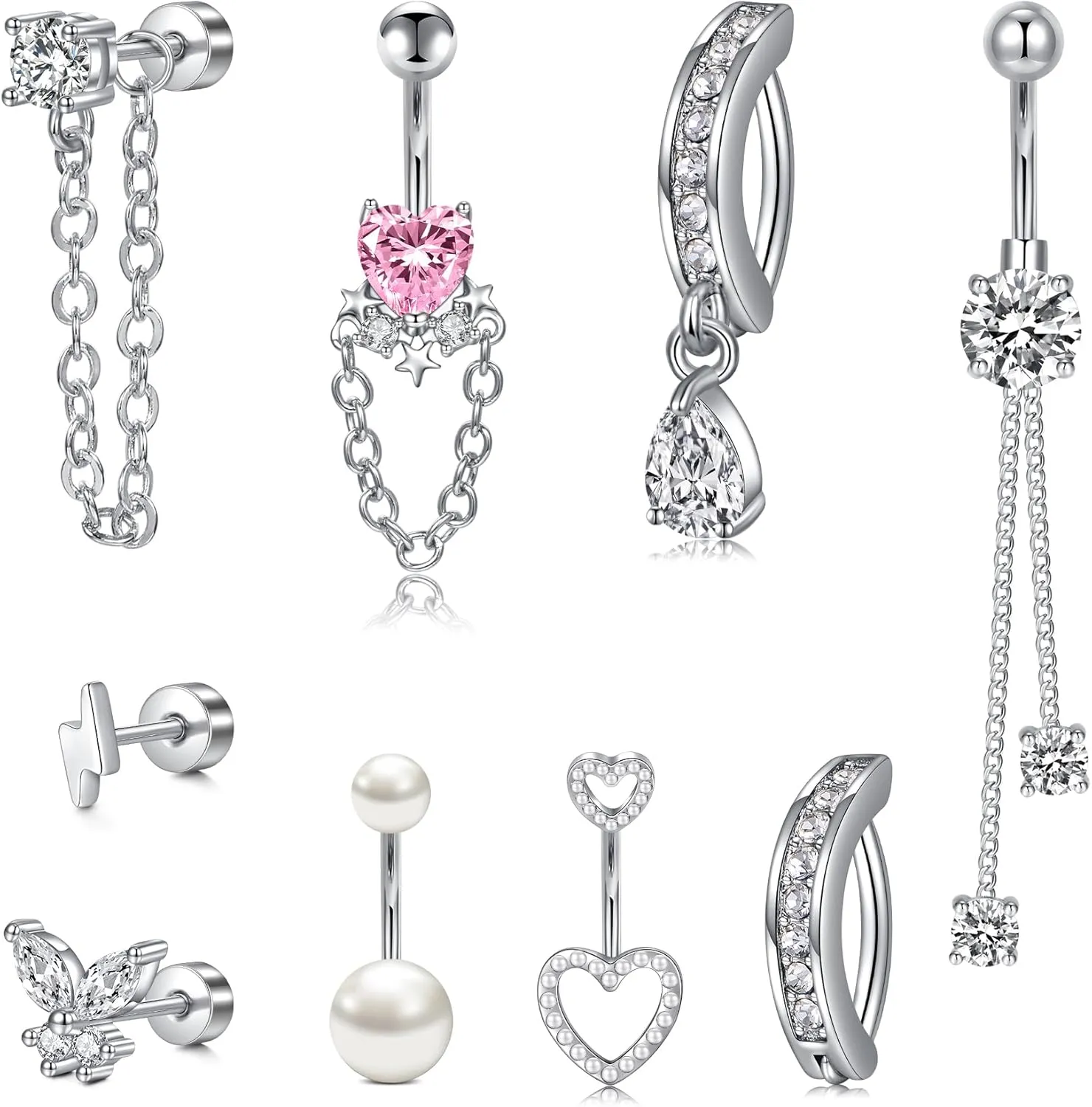 Longita Belly Ring - Surgical Steel & Gold Clicker, Hypoallergenic Navel Ring for Women
