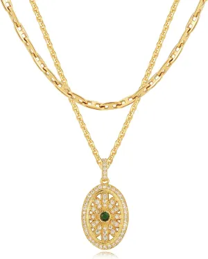 LOYATA Gold Layered Cross Necklaces for Women14K Gold Plated Cubic Zirconia Diamond Cross Necklace Dainty Layering Emerald Necklace Choker for Women Charm Cross Pendant Necklace Gold Jewelry for Women