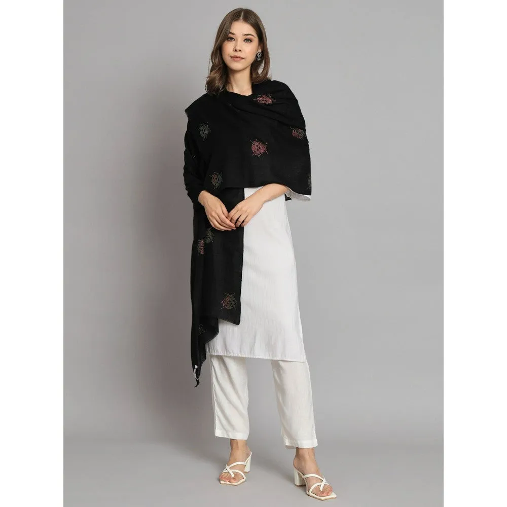Modarta By Kamakshi Black with Swarovski Caterpillars Ideal Woolen Shawl