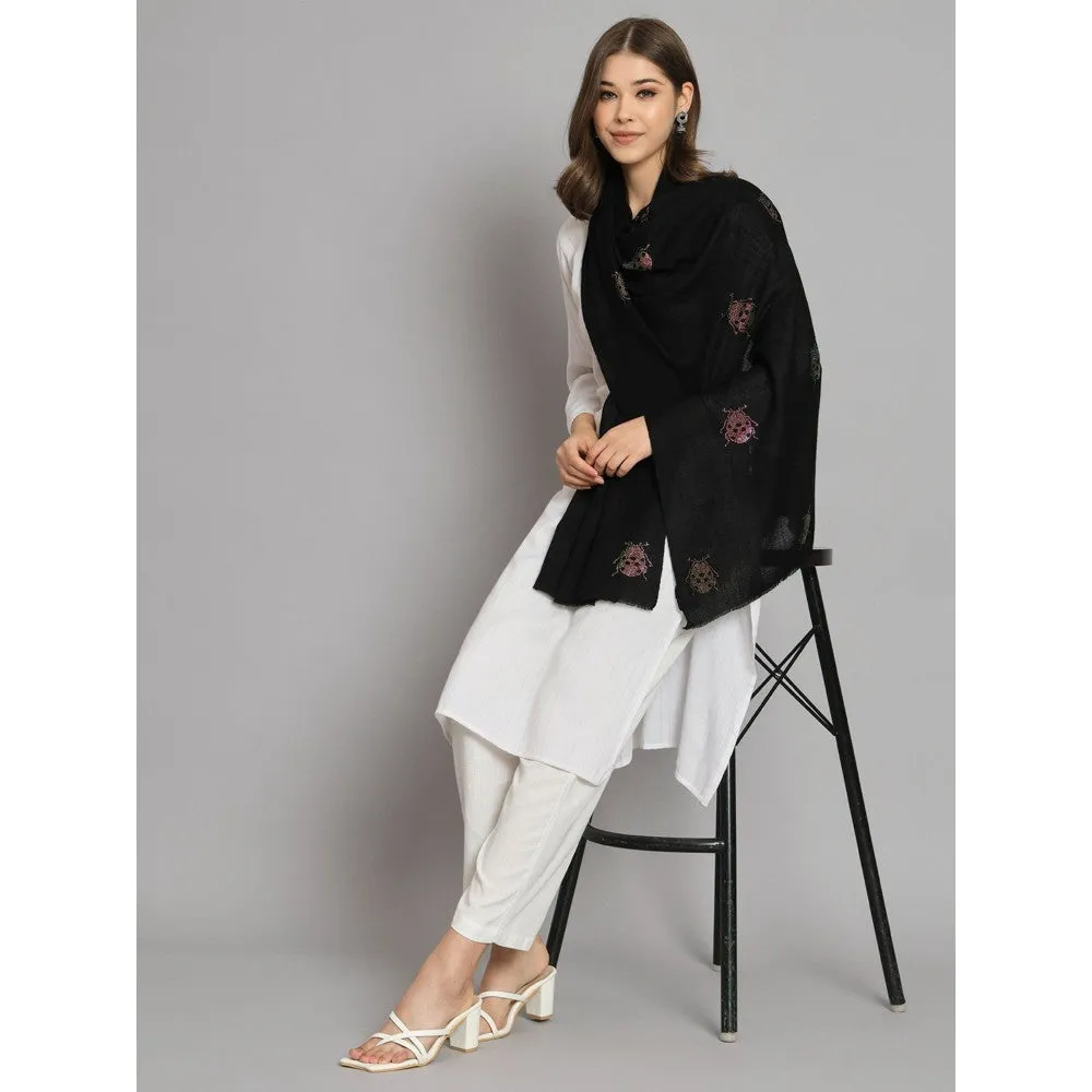 Modarta By Kamakshi Black with Swarovski Caterpillars Ideal Woolen Shawl