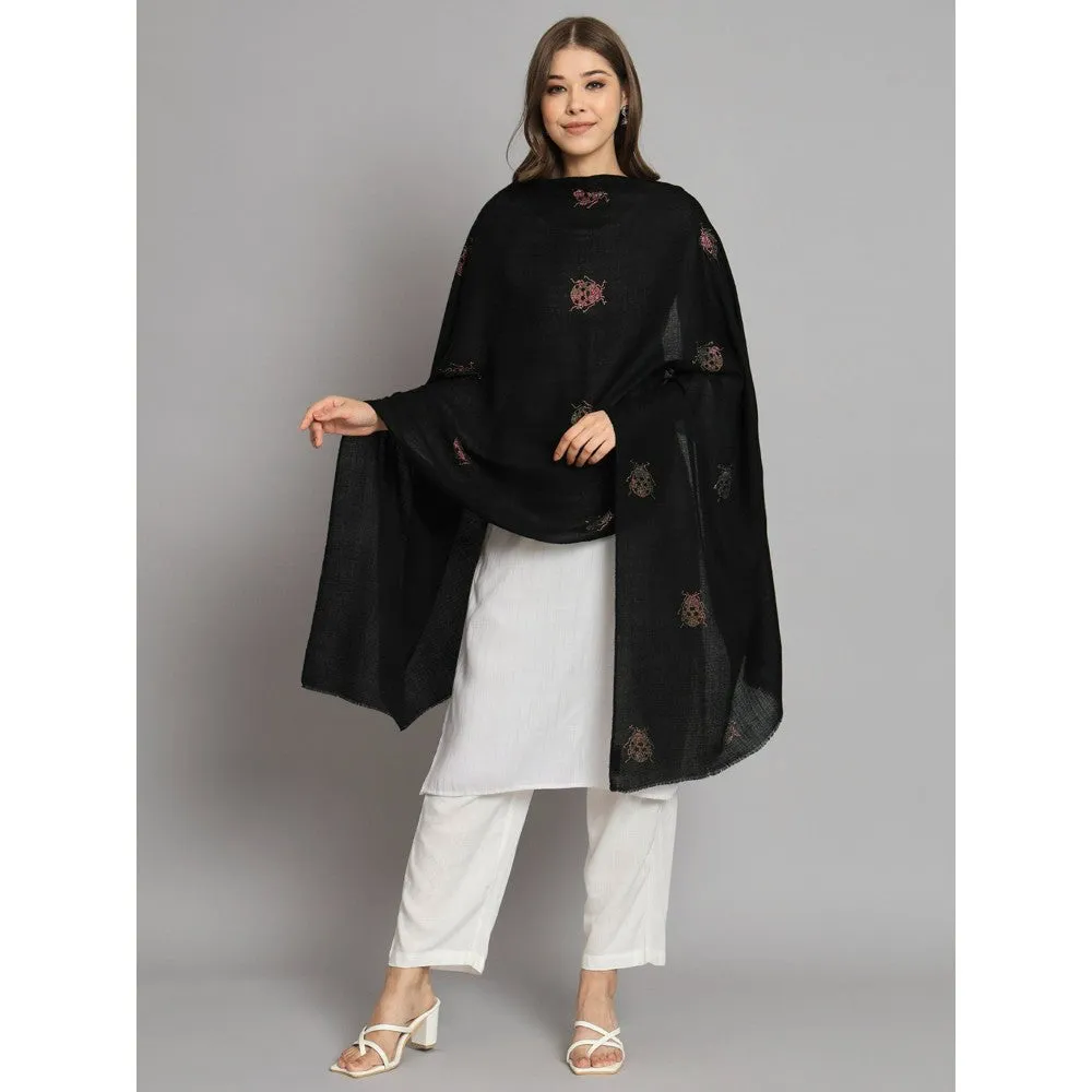 Modarta By Kamakshi Black with Swarovski Caterpillars Ideal Woolen Shawl