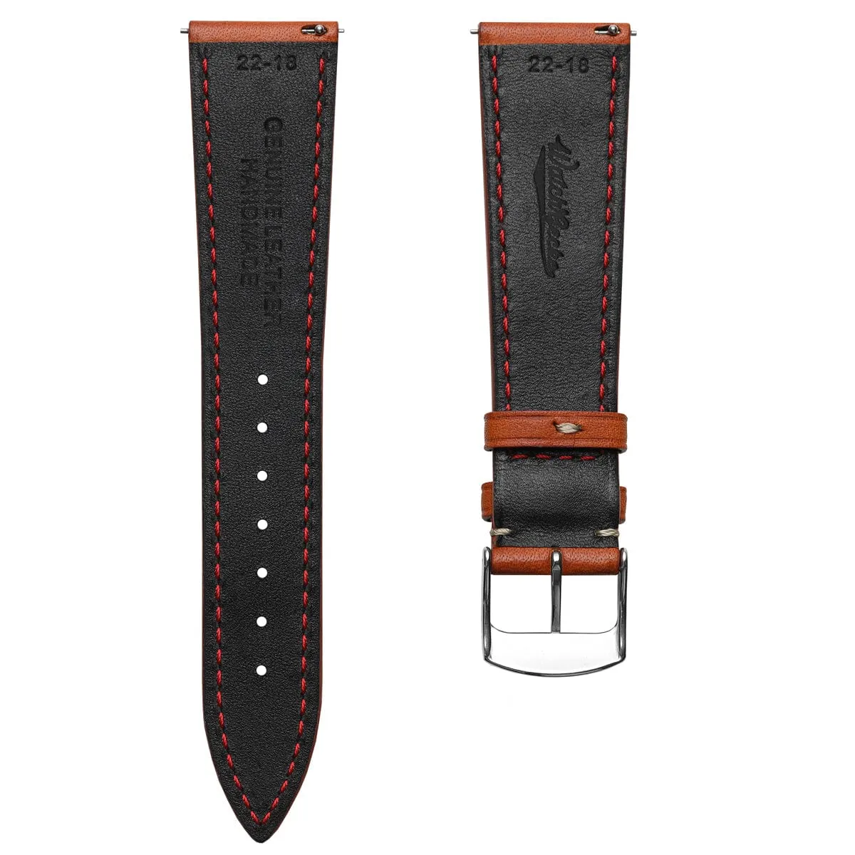 Stanton Badalassi Carlo Minerva Box Leather Padded Watch Strap - Coral
