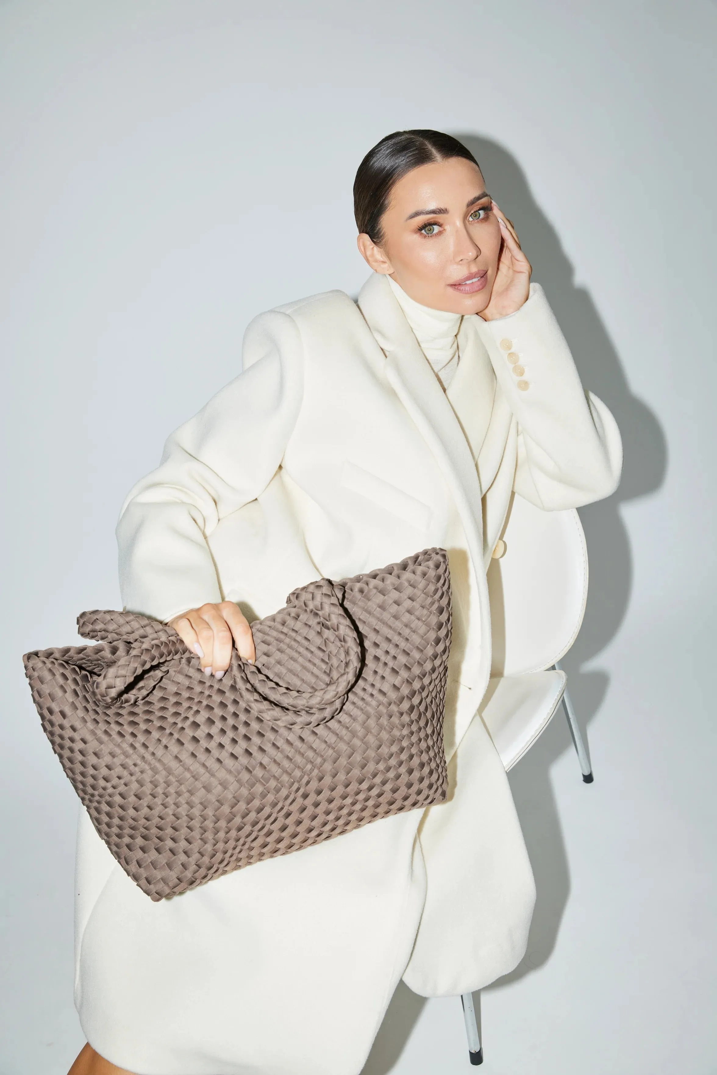 The Aubrey Bag (COCOA) Woven Neoprene Tote Bag