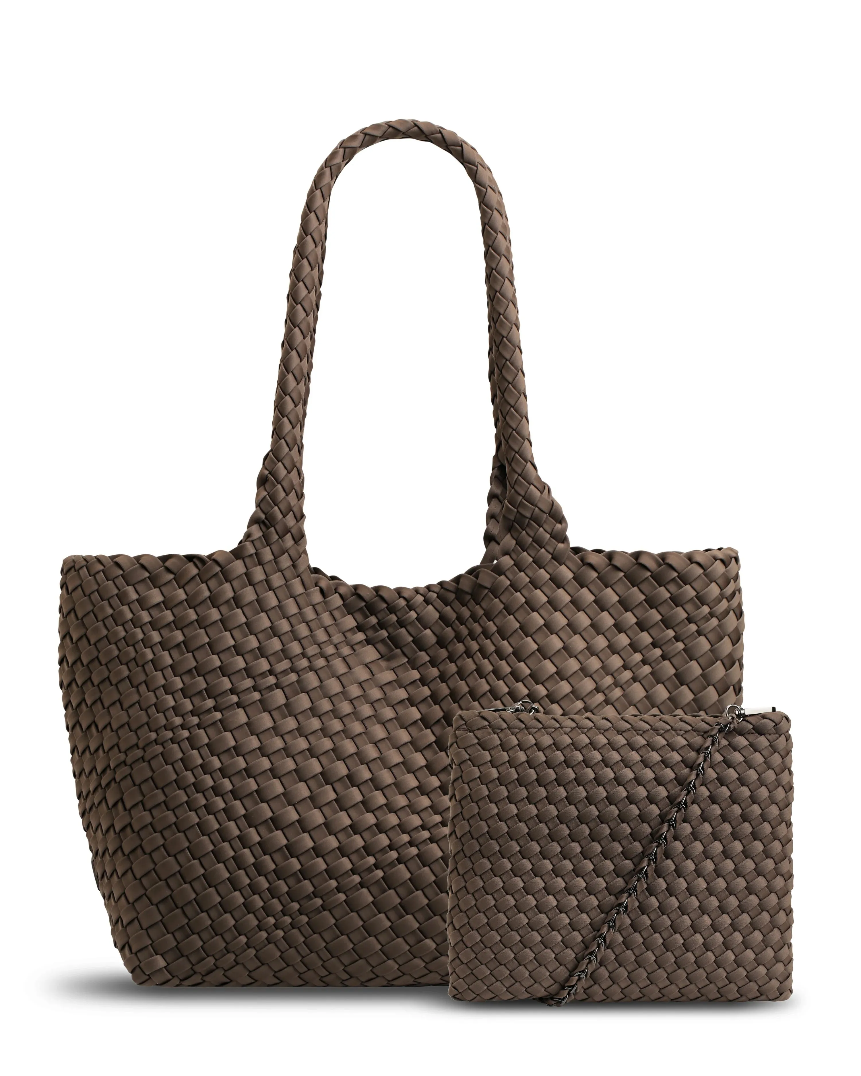 The Aubrey Bag (COCOA) Woven Neoprene Tote Bag