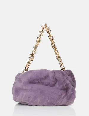 The Bracken Lilac Faux Fur Chain Handbag
