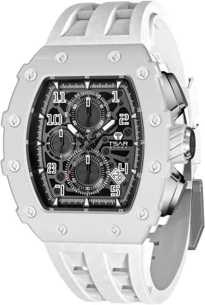 Watches Men Luxury Square Mens Watch Chronograph 50M Waterproof Sapphire Glass Japan Quartz Movement TMI VK67 Silicone Strap Classic Tonneau Design Luminous Calendar Wrist Watches