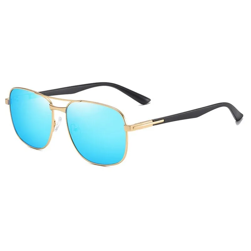 West Louis Rectangle Metal Polarized Luxury Men Sunglasses