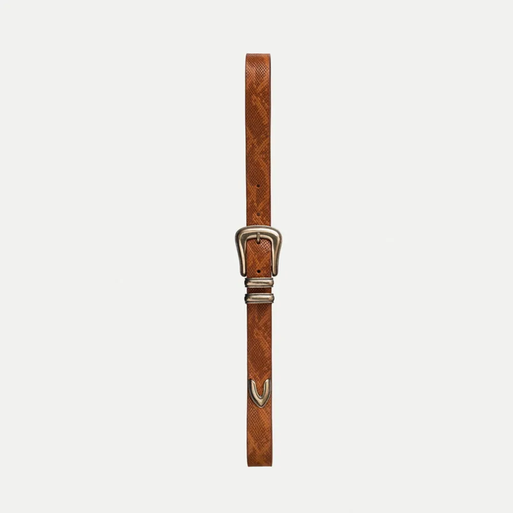 Western Faux Reptile Belt (Cognac)
