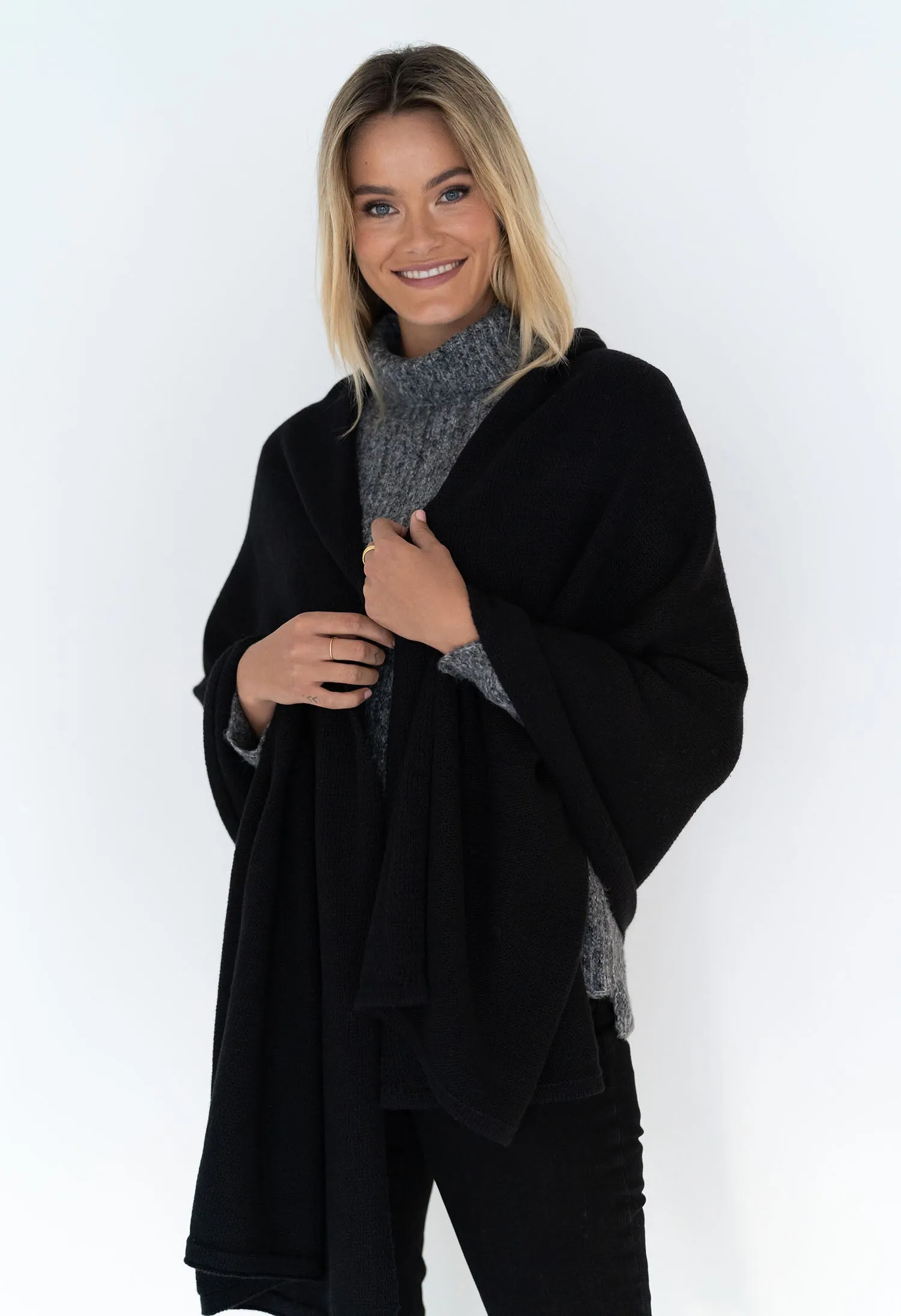 Wide Wrap Scarf - Black