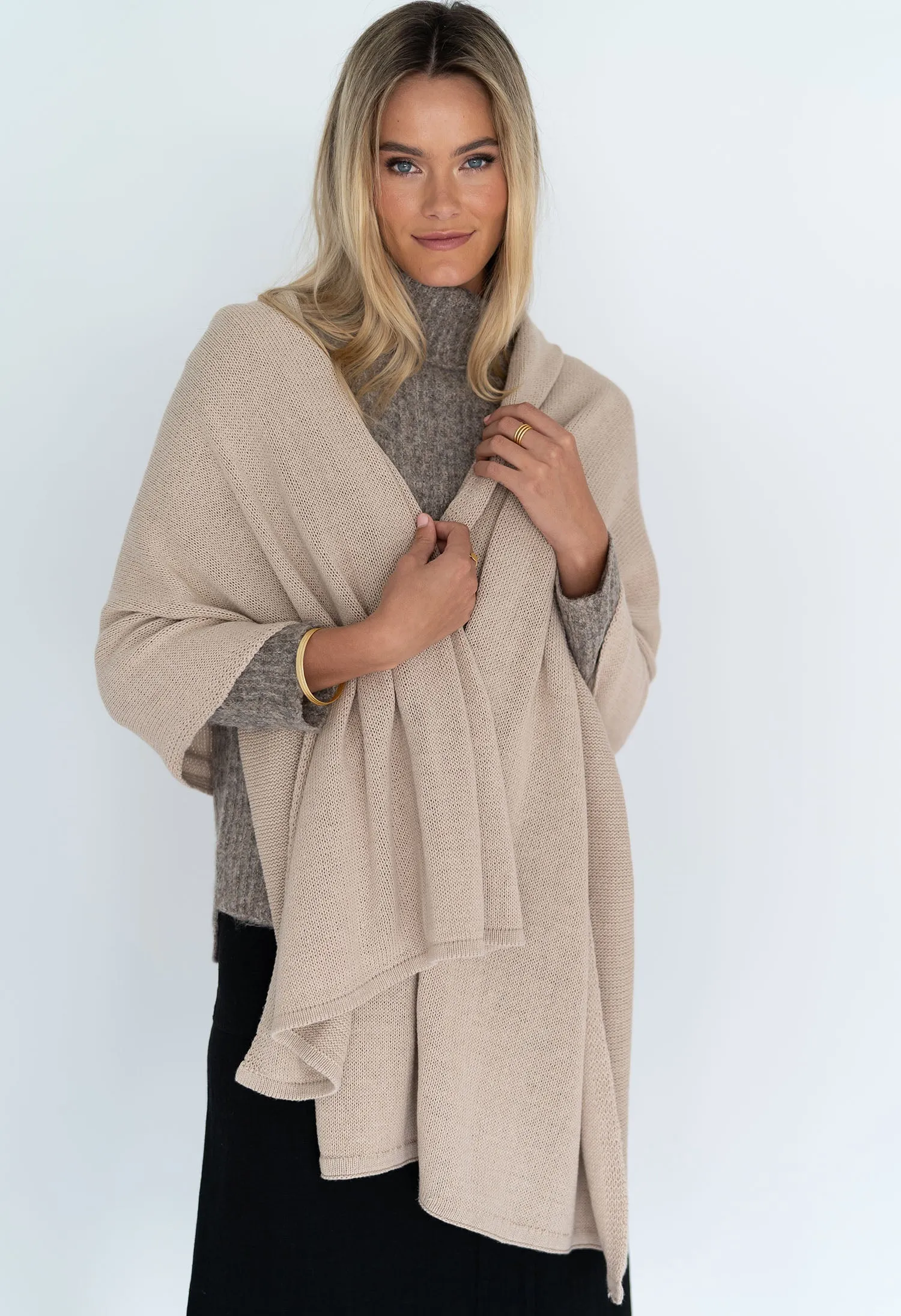 Wide Wrap Scarf - Latte