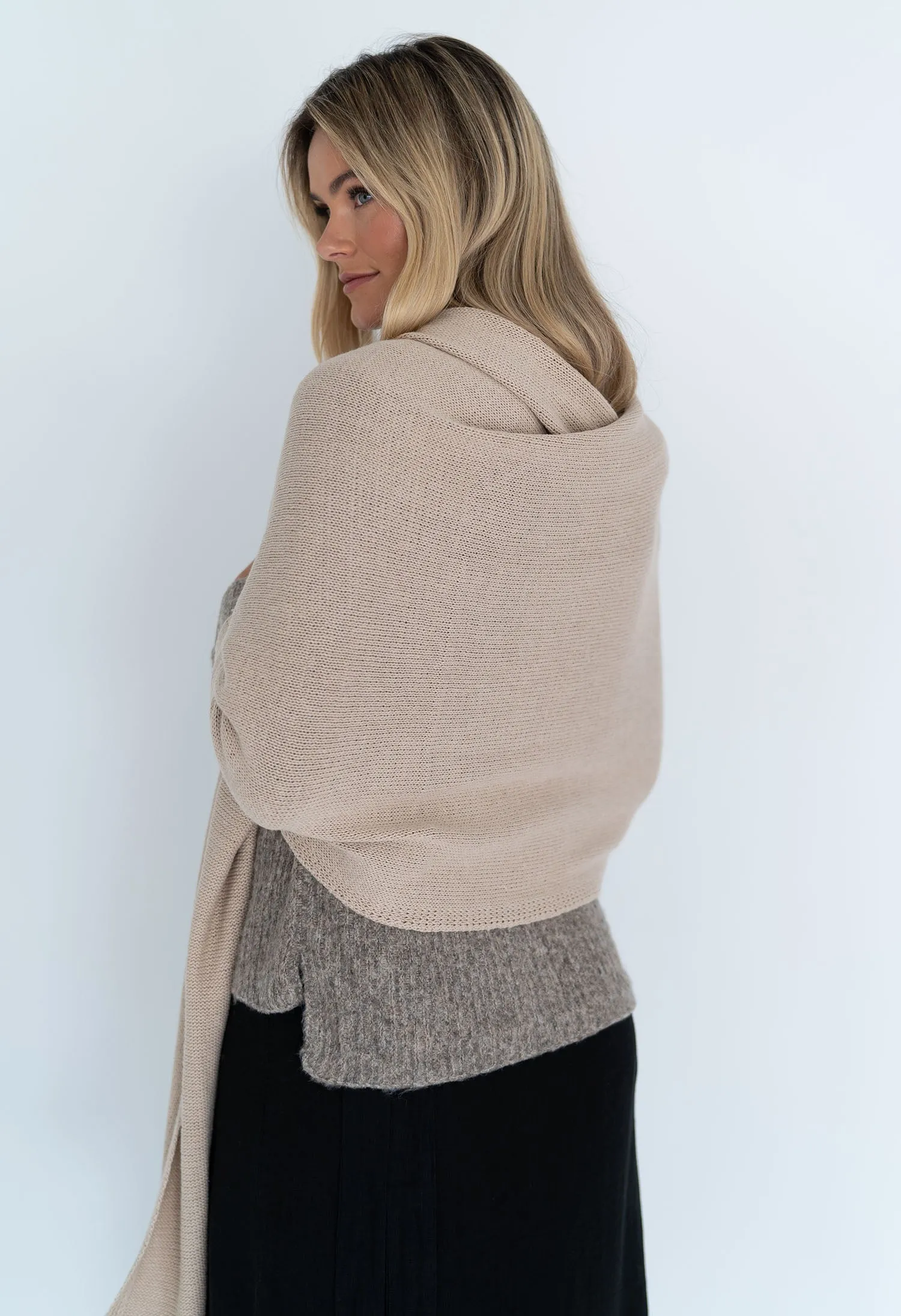 Wide Wrap Scarf - Latte