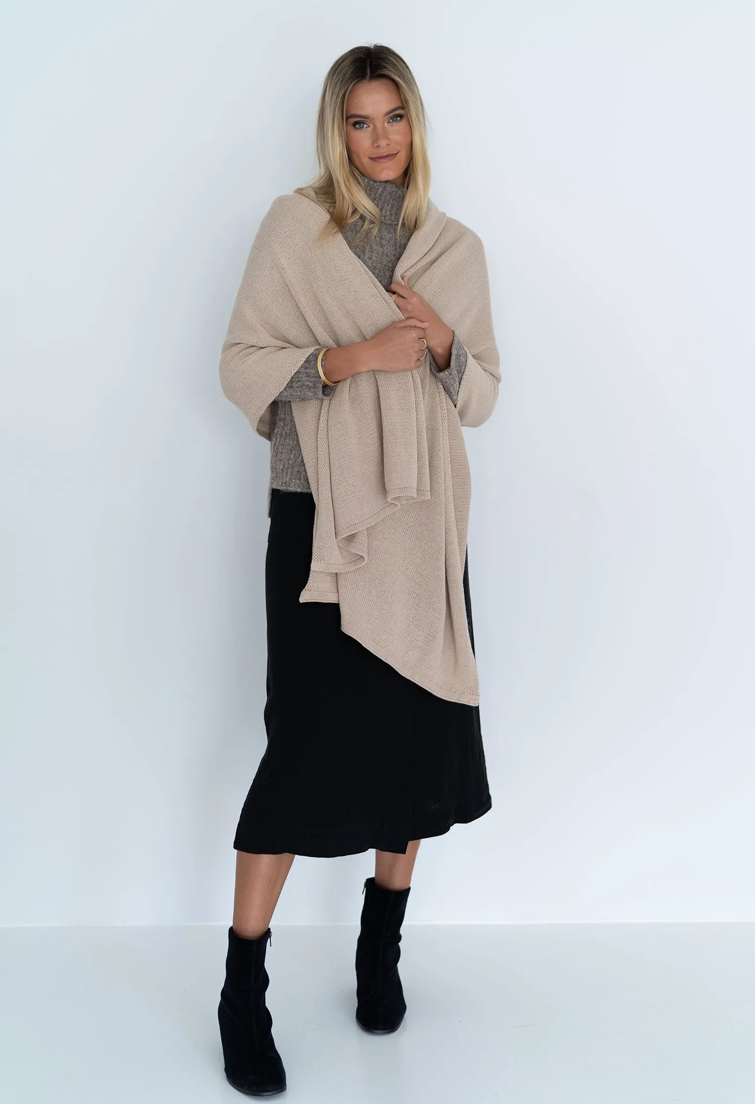 Wide Wrap Scarf - Latte