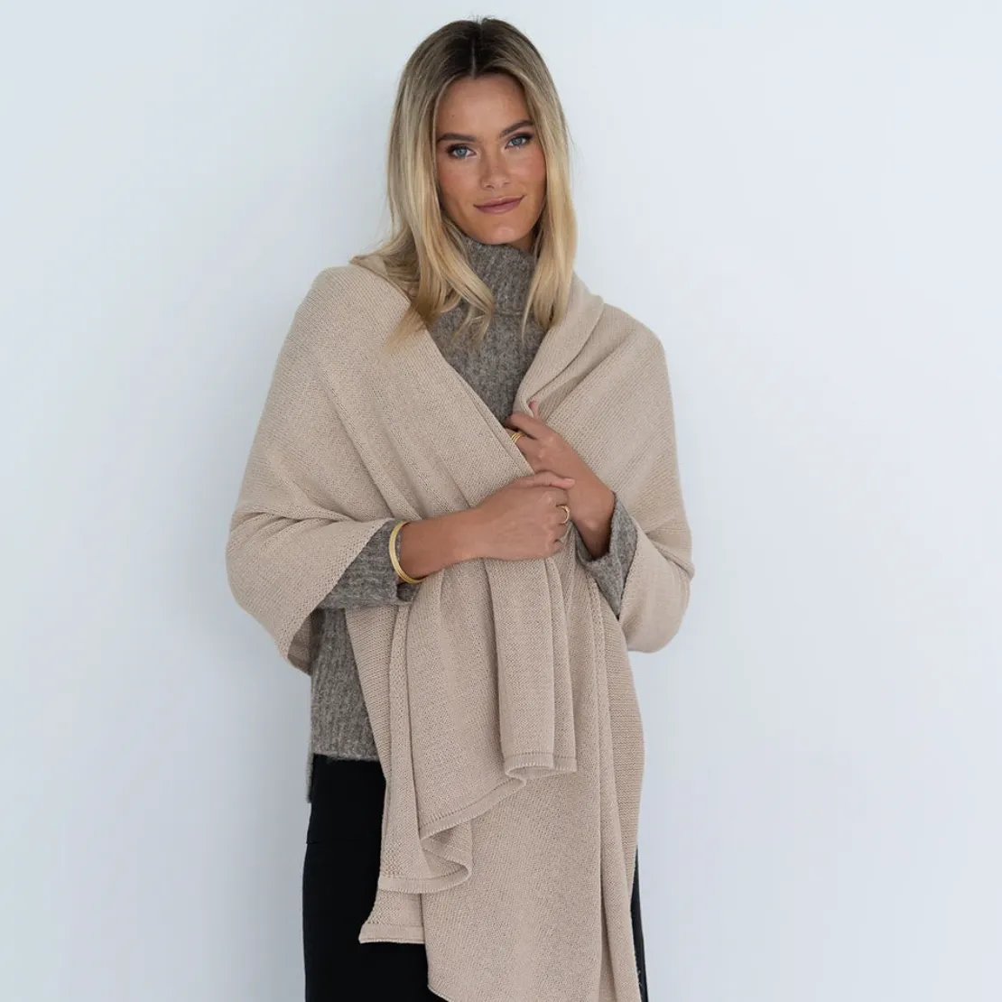 Wide Wrap Scarf - Latte